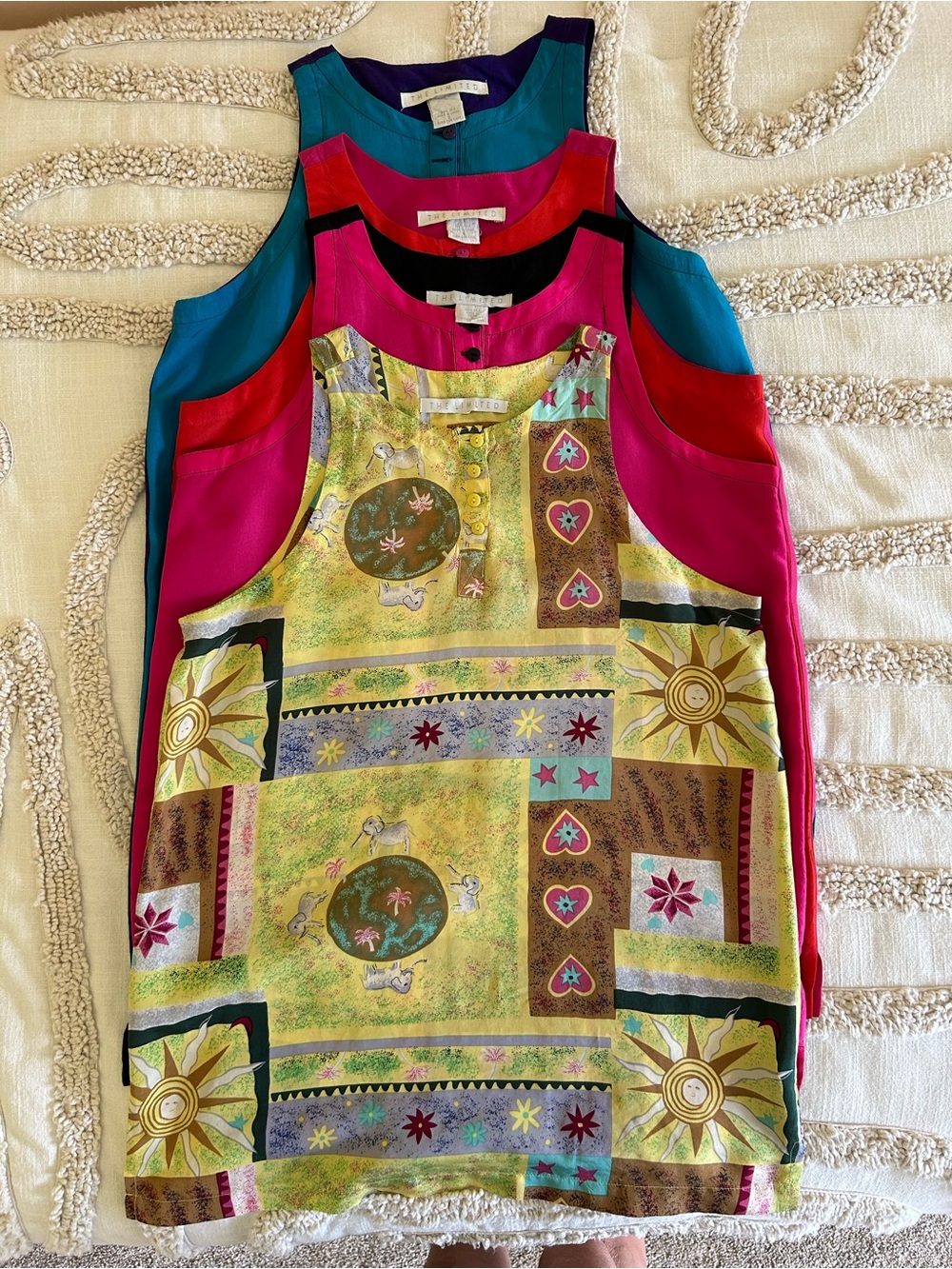 THE LIMITED Vintage Silk Color-Block Tanks